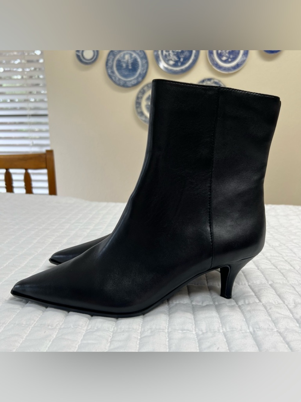 J. Crew New Stevie Ankle Boots in Leather Black Size 7 heeled boots Chic Womens - Picture 7 of 11